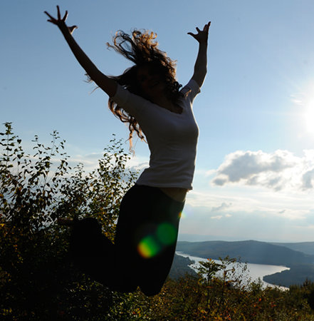 A Woman Jumps For Pure Joy